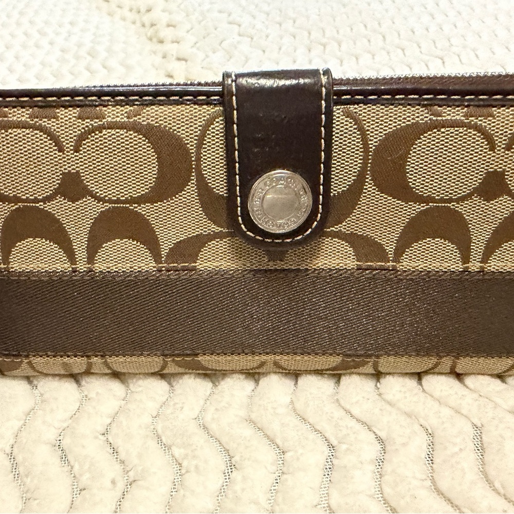 Coach Signature Brown and Tan Wallet